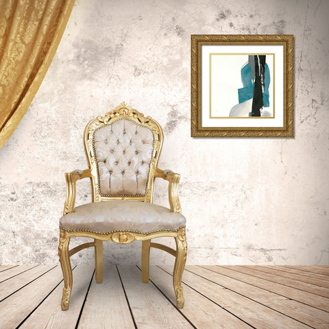 Black and Teal I Gold Ornate Wood Framed Art Print with Double Matting by Paschke, Chris