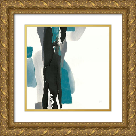 Black and Teal II Gold Ornate Wood Framed Art Print with Double Matting by Paschke, Chris