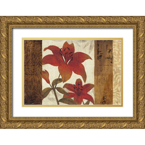 Floral Harmony I Gold Ornate Wood Framed Art Print with Double Matting by Mullan, Michael