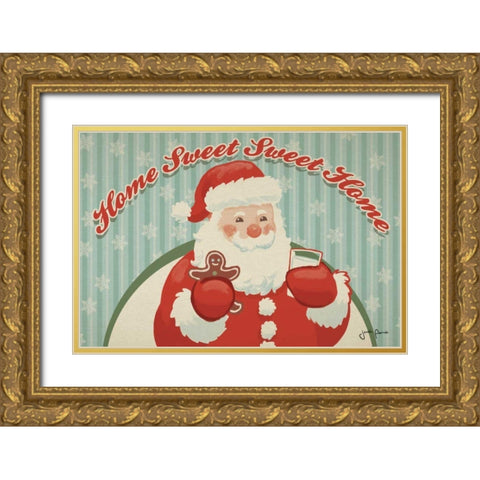 Retro Christmas V Gold Ornate Wood Framed Art Print with Double Matting by Penner, Janelle