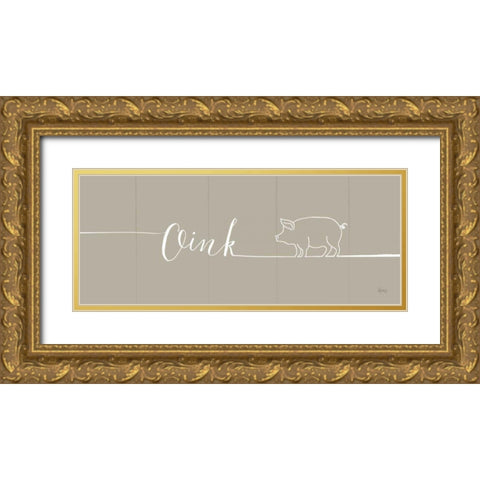 Underlined Farm I Greige Gold Ornate Wood Framed Art Print with Double Matting by Charron, Veronique