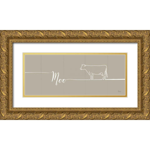 Underlined Farm III Greige Gold Ornate Wood Framed Art Print with Double Matting by Charron, Veronique