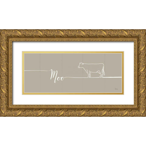 Underlined Farm III Greige Gold Ornate Wood Framed Art Print with Double Matting by Charron, Veronique