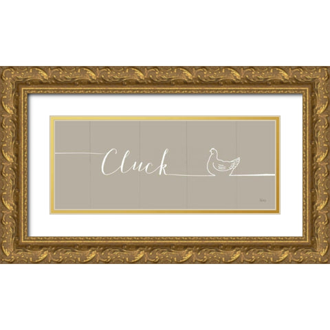 Underlined Farm IV Greige Gold Ornate Wood Framed Art Print with Double Matting by Charron, Veronique