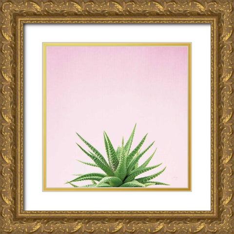 Succulent Simplicity I on Pink Gold Ornate Wood Framed Art Print with Double Matting by Bradley, Felicity