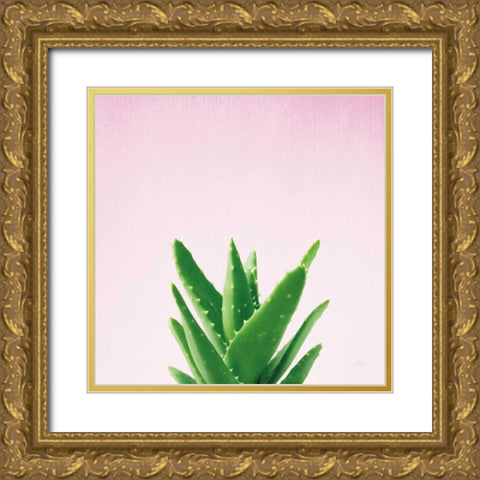 Succulent Simplicity V on Pink Gold Ornate Wood Framed Art Print with Double Matting by Bradley, Felicity
