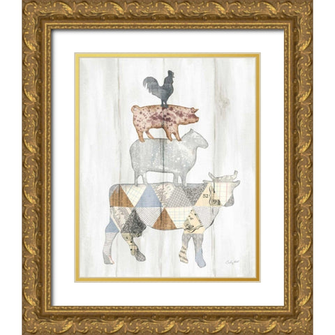 Farm Family I Gold Ornate Wood Framed Art Print with Double Matting by Prahl, Courtney