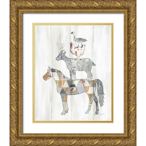 Farm Family II Gold Ornate Wood Framed Art Print with Double Matting by Prahl, Courtney