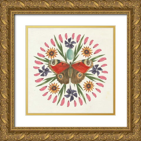 Butterfly Mandala II Gold Ornate Wood Framed Art Print with Double Matting by Wild Apple Portfolio