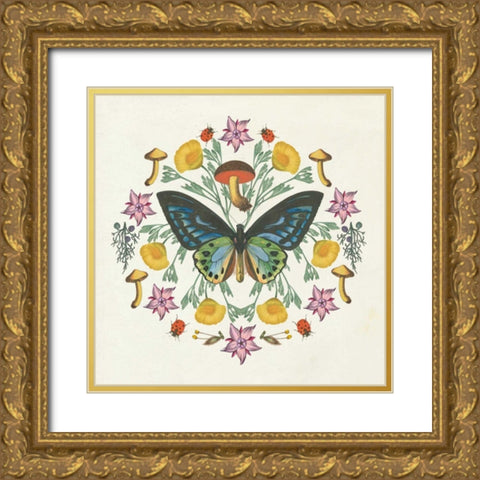 Butterfly Mandala IV Gold Ornate Wood Framed Art Print with Double Matting by Wild Apple Portfolio