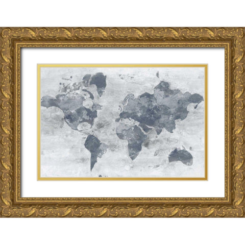 Golden World Neutral Gold Ornate Wood Framed Art Print with Double Matting by Hristova, Albena