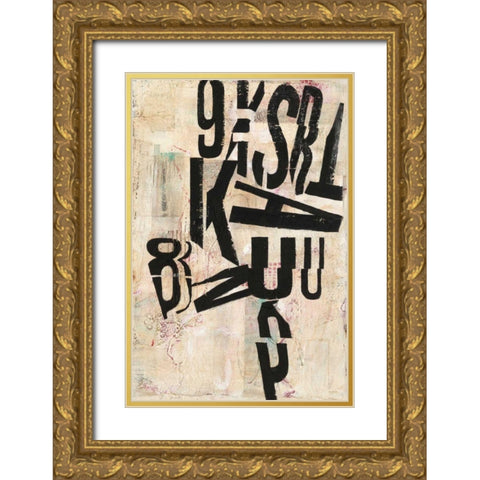 Type Abstraction I Gold Ornate Wood Framed Art Print with Double Matting by Urban, Mary