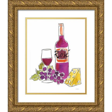 Wine Time III Rose Gold Ornate Wood Framed Art Print with Double Matting by Zaman, Farida
