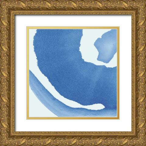 Batik Blue III Gold Ornate Wood Framed Art Print with Double Matting by Rhue, Piper
