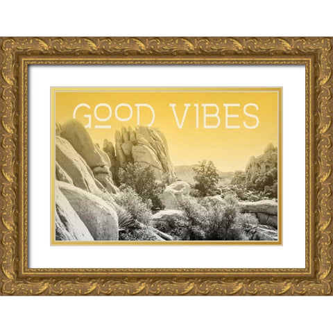 Ombre Adventure I Good Vibes Gold Ornate Wood Framed Art Print with Double Matting by Urquhart, Elizabeth