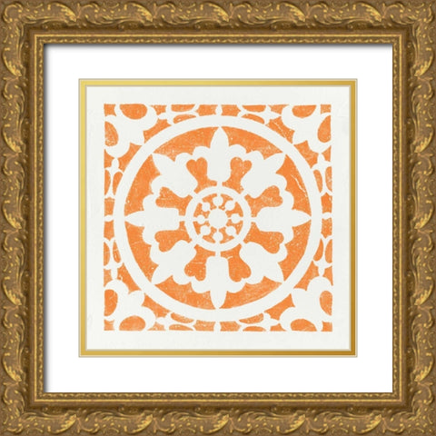 Hacienda Tile II Gold Ornate Wood Framed Art Print with Double Matting by Hershey, Moira