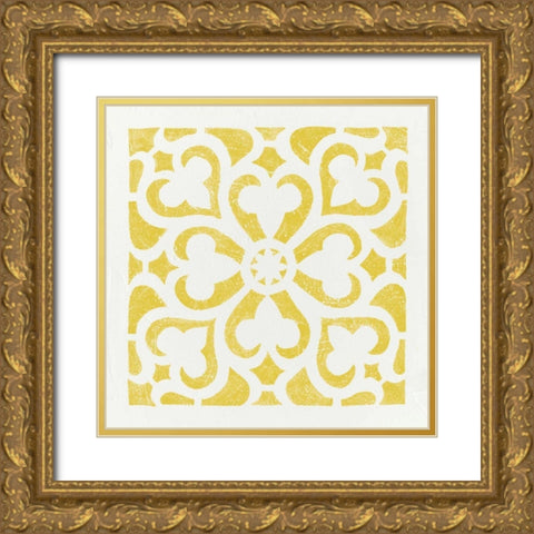 Hacienda Tile III Gold Ornate Wood Framed Art Print with Double Matting by Hershey, Moira