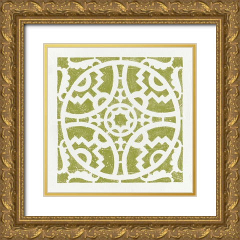 Hacienda Tile IV Gold Ornate Wood Framed Art Print with Double Matting by Hershey, Moira