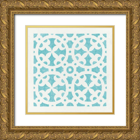 Hacienda Tile V Gold Ornate Wood Framed Art Print with Double Matting by Hershey, Moira