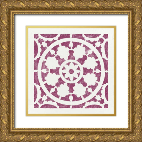 Hacienda Tile VI Gold Ornate Wood Framed Art Print with Double Matting by Hershey, Moira