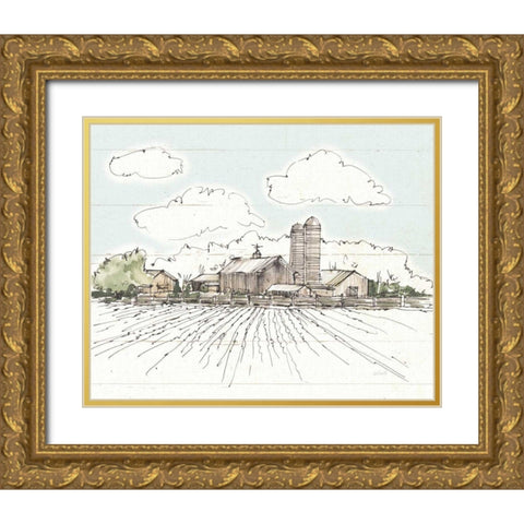 Farm Memories I Shiplap Gold Ornate Wood Framed Art Print with Double Matting by Tavoletti, Anne