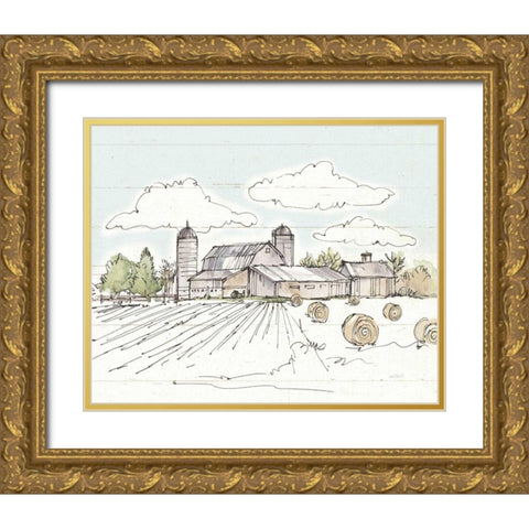 Farm Memories II Shiplap Gold Ornate Wood Framed Art Print with Double Matting by Tavoletti, Anne