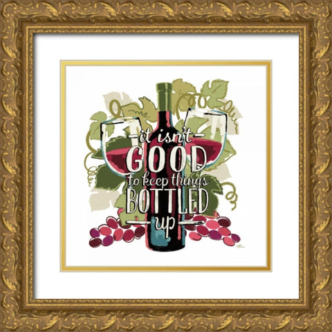 Wine and Friends III on White Gold Ornate Wood Framed Art Print with Double Matting by Penner, Janelle