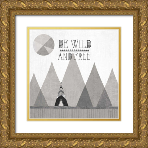 Southwest Geo II BW Gold Ornate Wood Framed Art Print with Double Matting by Charron, Veronique