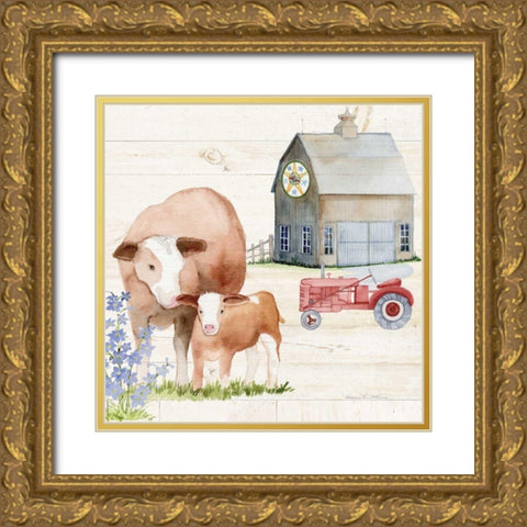 Life on the Farm I Gold Ornate Wood Framed Art Print with Double Matting by McKenna, Kathleen Parr