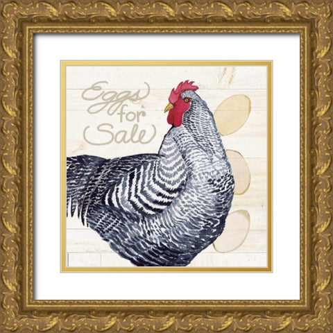 Life on the Farm Chicken I Gold Ornate Wood Framed Art Print with Double Matting by McKenna, Kathleen Parr