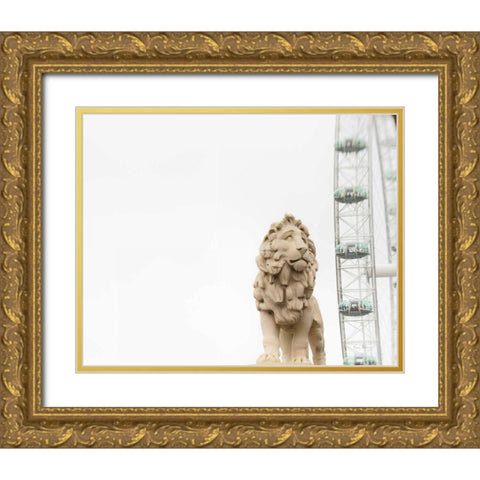 Lion of London Gold Ornate Wood Framed Art Print with Double Matting by Bevan, Keri