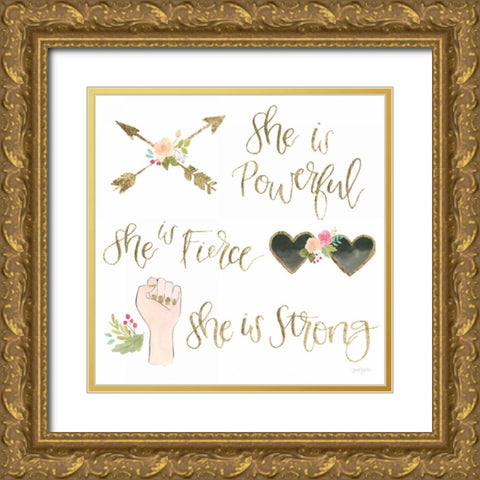 Girl Power IV Gold Ornate Wood Framed Art Print with Double Matting by Jackson, Jenaya