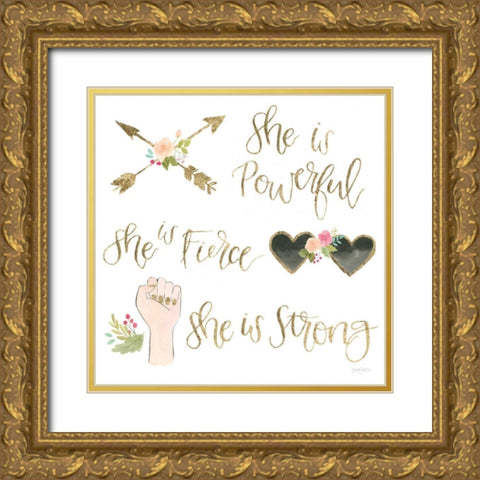 Girl Power IV Gold Ornate Wood Framed Art Print with Double Matting by Jackson, Jenaya