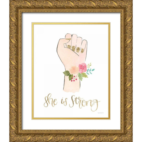 Girl Power X Gold Ornate Wood Framed Art Print with Double Matting by Jackson, Jenaya