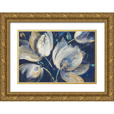 Midnight Garden Gold Ornate Wood Framed Art Print with Double Matting by Hristova, Albena