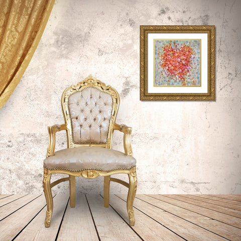 Circle of Hearts Gold Ornate Wood Framed Art Print with Double Matting by Nai, Danhui