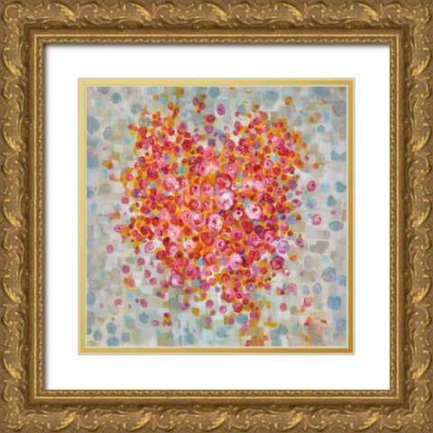 Circle of Hearts Gold Ornate Wood Framed Art Print with Double Matting by Nai, Danhui