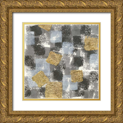Gold Squares II Gold Ornate Wood Framed Art Print with Double Matting by Paschke, Chris