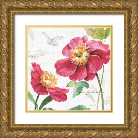 Pink Garden III Gold Ornate Wood Framed Art Print with Double Matting by Audit, Lisa