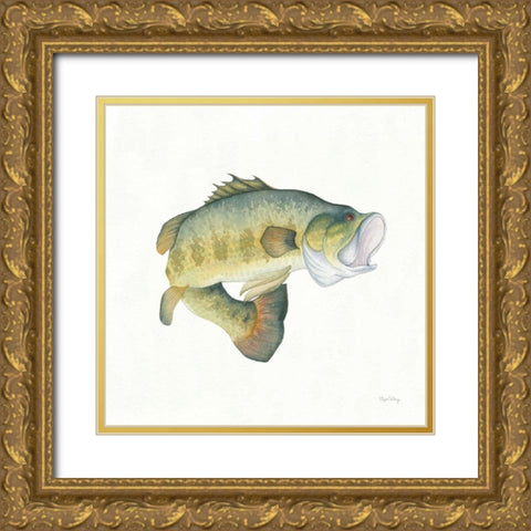 Gone Fishin Large Mouth Gold Ornate Wood Framed Art Print with Double Matting by DeNeige, Elyse