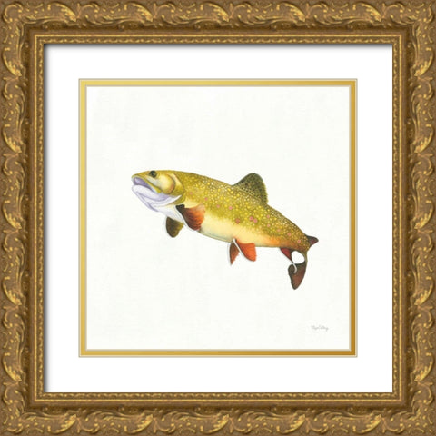 Gone Fishin Brookie Gold Ornate Wood Framed Art Print with Double Matting by DeNeige, Elyse