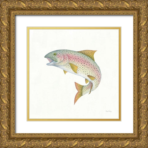 Gone Fishin Rainbow Gold Ornate Wood Framed Art Print with Double Matting by DeNeige, Elyse