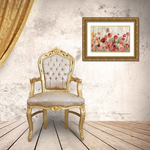 Sprinkled Flowers Crop Gold Ornate Wood Framed Art Print with Double Matting by Vassileva, Silvia