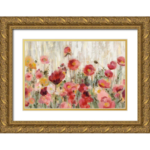 Sprinkled Flowers Crop Gold Ornate Wood Framed Art Print with Double Matting by Vassileva, Silvia
