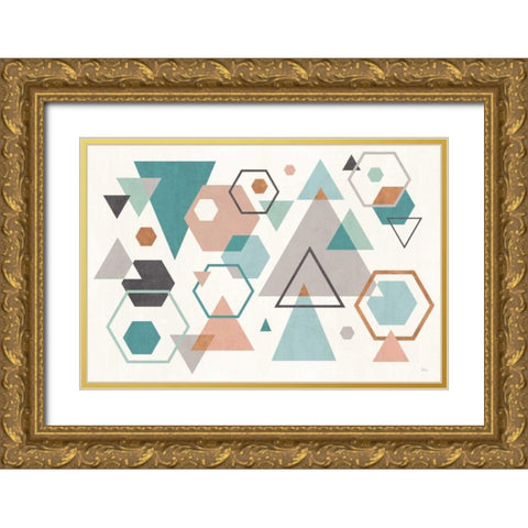 Abstract Geo I Gold Ornate Wood Framed Art Print with Double Matting by Charron, Veronique