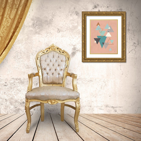 Abstract Geo II Pink Gold Ornate Wood Framed Art Print with Double Matting by Charron, Veronique