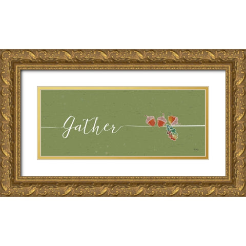 Underlined Fall II Color Gold Ornate Wood Framed Art Print with Double Matting by Charron, Veronique