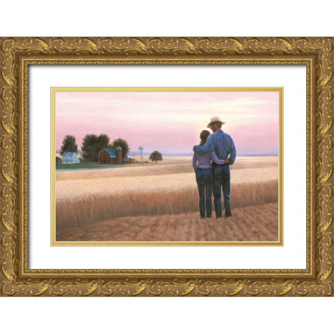 Family Farm Gold Ornate Wood Framed Art Print with Double Matting by Wiens, James