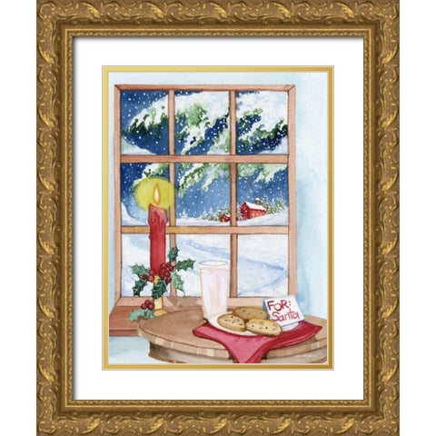 Night Before Christmas IV Gold Ornate Wood Framed Art Print with Double Matting by McKenna, Kathleen Parr