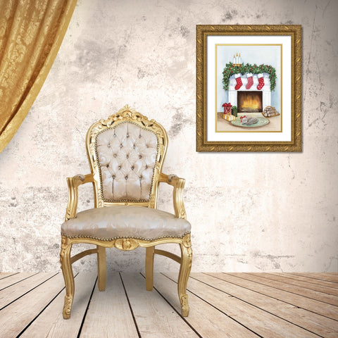 Night Before Christmas V Gold Ornate Wood Framed Art Print with Double Matting by McKenna, Kathleen Parr
